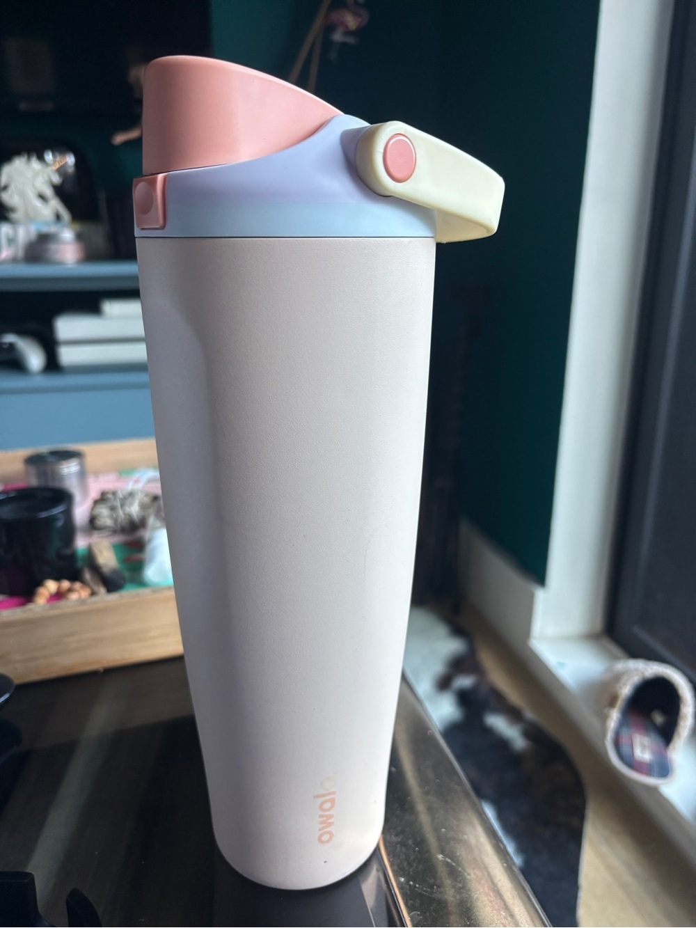 Owala 40 oz Free Sip Sway Pastel Travel Tumbler — Pink, Peach & Cream with straw